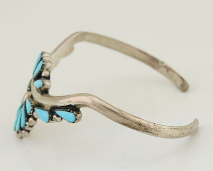 Navajo Bracelet 925 Silver Natural Blue Turquoise Signed BY C.80's