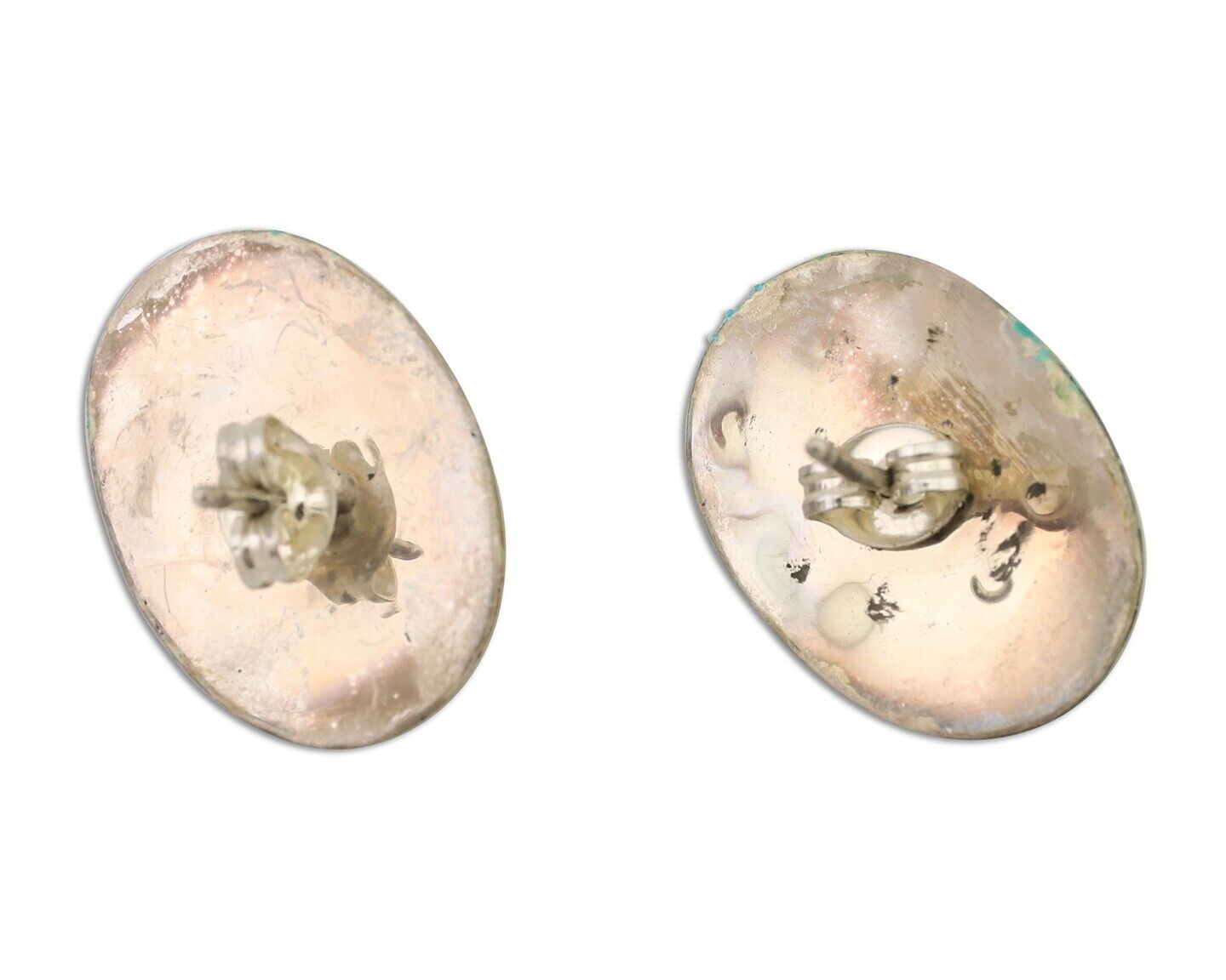 Navajo Hand Cut Earrings 925 Silver Natural Turquoise Native Artist C.80's