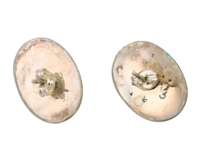 Navajo Hand Cut Earrings 925 Silver Natural Turquoise Native Artist C.80's