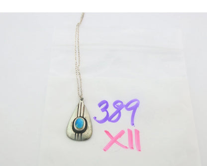 Navajo Necklace Sterling Silver Natural Blue Turquoise Vintage
