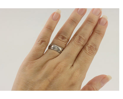 Navajo Hand Stamped Band 925 Silver 6.0 mm Native Artist Size 5.0 C.80's