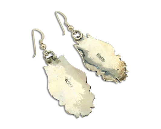 Navajo Earrings 925 Silver Turquoise & Spiney Oyster Native American Artist C80s