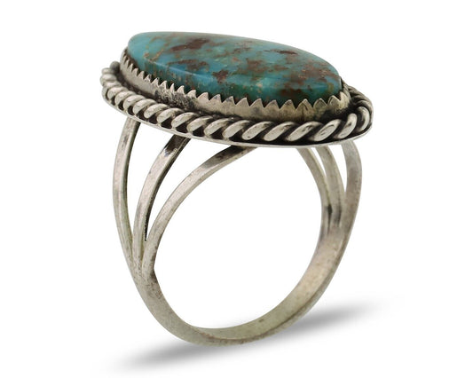 Navajo Ring 925 Silver Natural Turquoise Native American Artist C.80's
