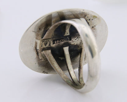 Navajo Handmade Ring 925 Silver Natural Turquoise Signed M Horse C.80's
