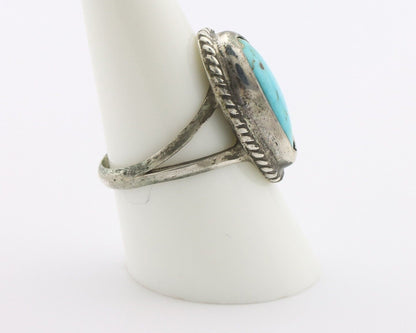 Navajo Ring .925 Silver Natural Kingman Turquoise Native American Artist C.80's