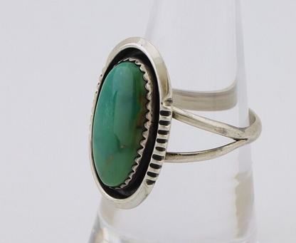 Navajo Hand Stamped Ring 925 Silver Natural Turquoise Native Artist C.80's