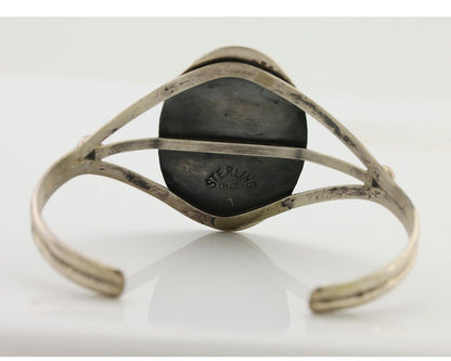 Navajo Bracelet 925 Silver Sleeping Beauty Turquoise Signed IHMJ C.80's