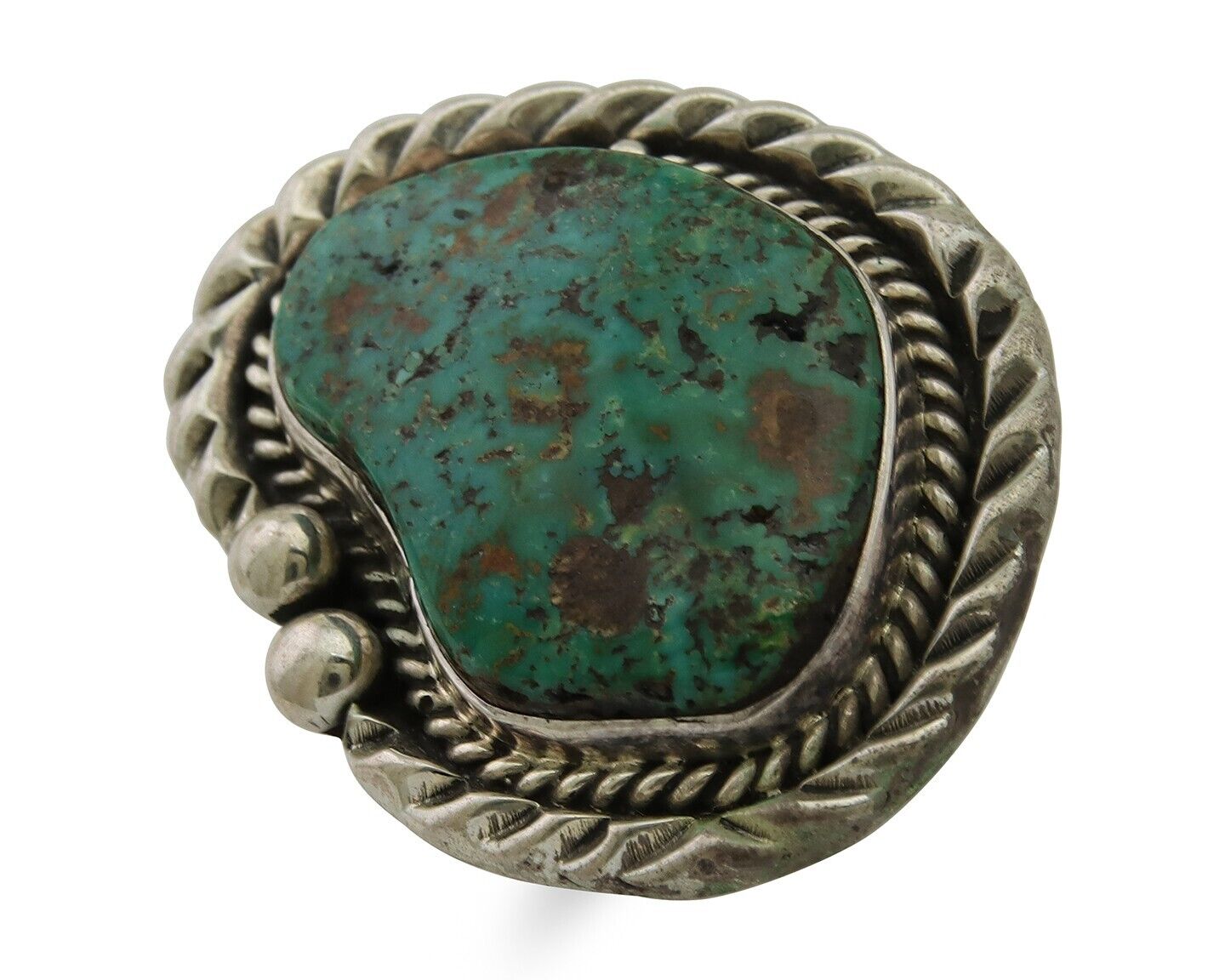 Navajo Ring .925 Silver Natural Turquoise Artist Signed Zachary C.80's