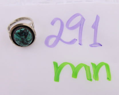 Navajo Ring 925 Silver Green Turquoise Signed William Denetdale C.80's