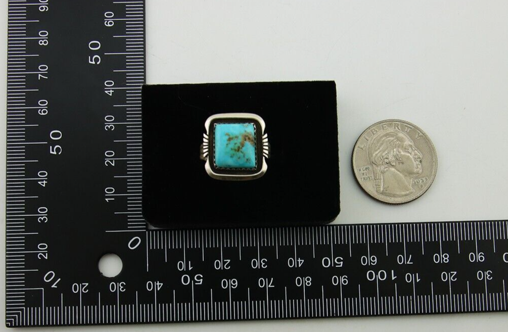 Navajo Ring 925 Sterling Silver Turquoise Native American Artist C.80's