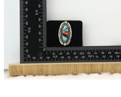 Vintage Zuni Ring 925 Sterling Silver Gemstone Signed V&N Edsitty Size 7.5