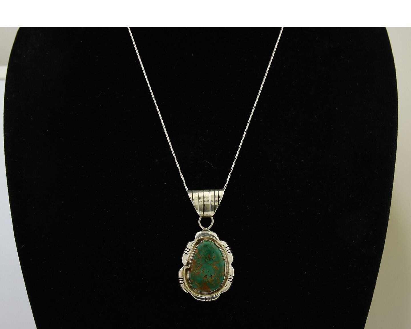Navajo Necklace 925 Silver Natural Turquoise Handmade Signed FT C.80's