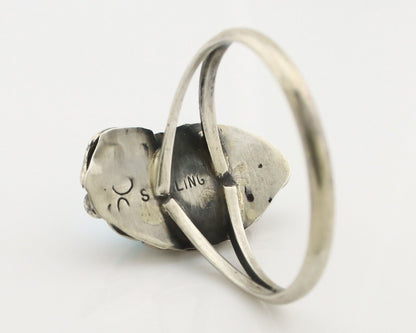 Navajo Ring 925 Silver Sleeping Beauty Turquoise Signed SkyStone Creations C80s