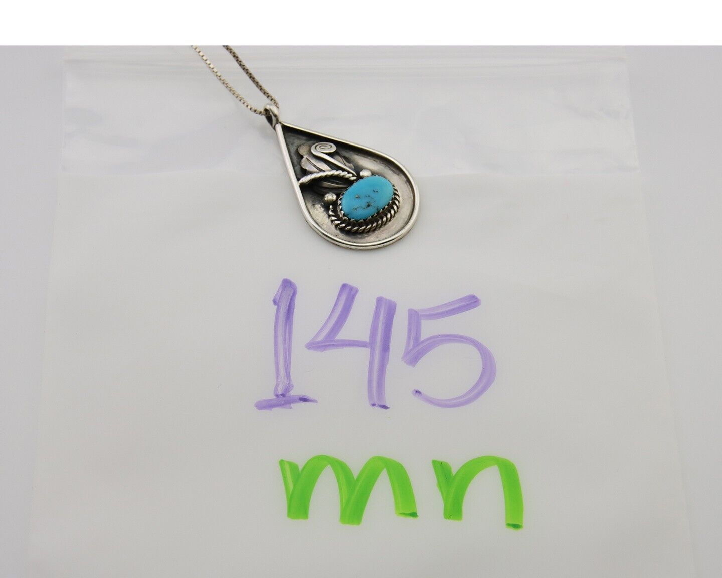Navajo Necklace 925 Silver Natural Turquoise Artist Signed Jason Bahe C.80's