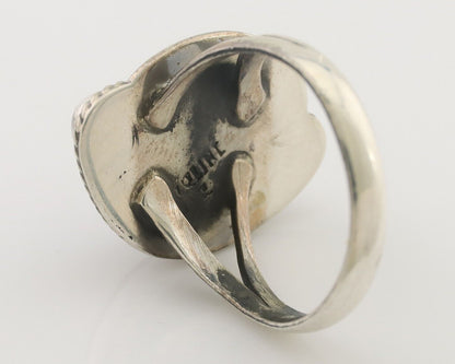 Navajo Handmade Ring 925 Silver Natural Fire Opal Native Artist Size 6.0 C.80's