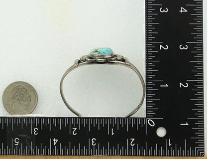 Navajo Cuff Bracelet Sterling Silver Turquoise Vintage Artist Signed JP
