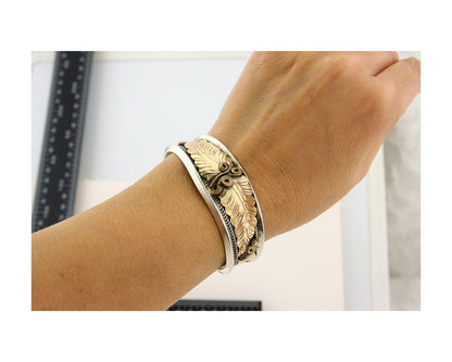 Navajo Bracelet 925 Silver & 12k Yellow Gold Filled Signed Justin Morris C.80's