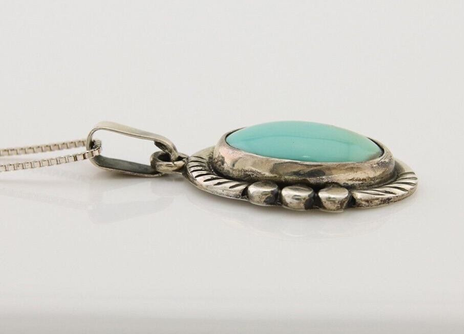 Navajo Necklace 925 Silver Natural Turquoise Artist M Montoya C.80's
