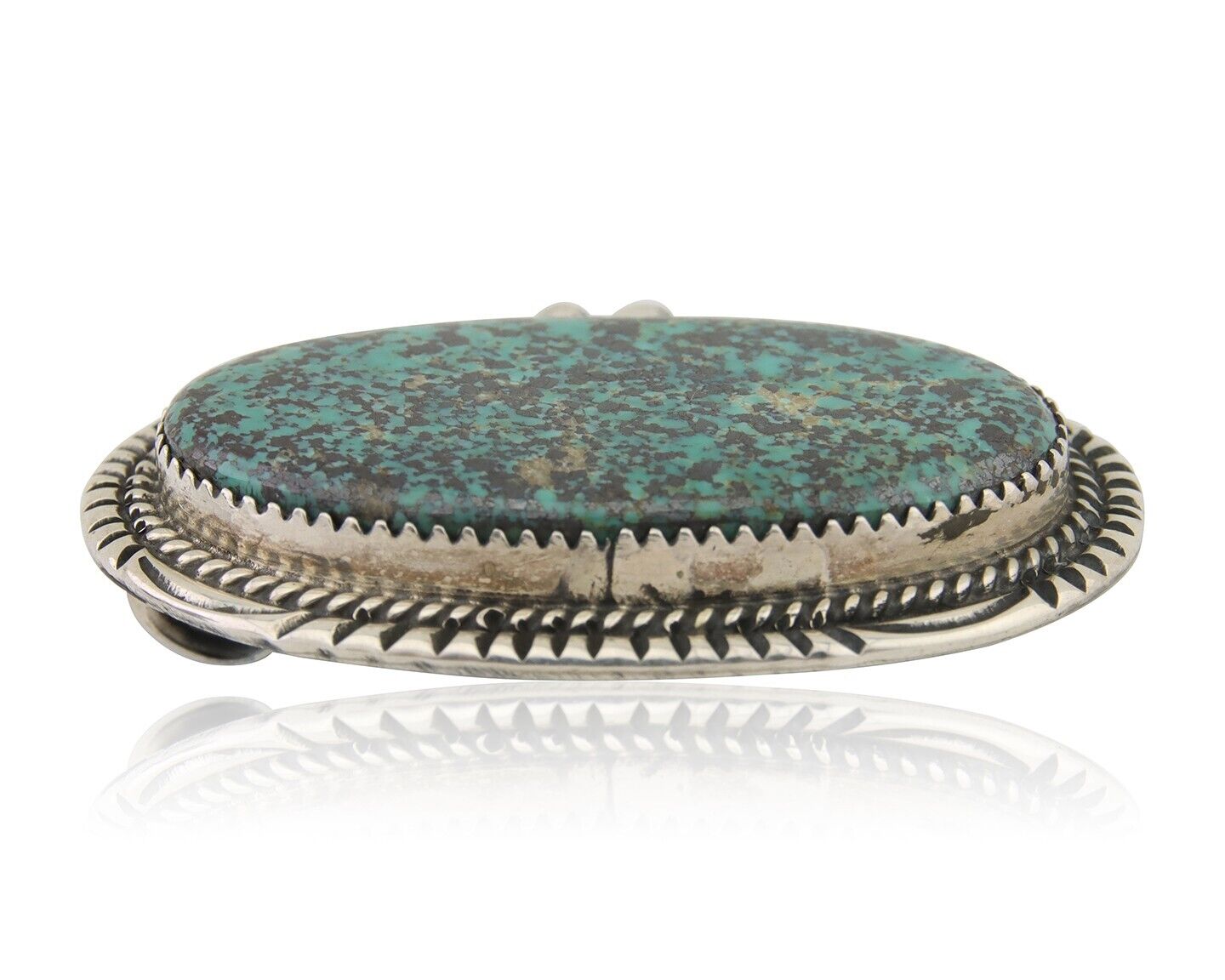 Navajo Pin Pendant 925 Silver Blue Diamond Turquoise Artist Signed S C.80's