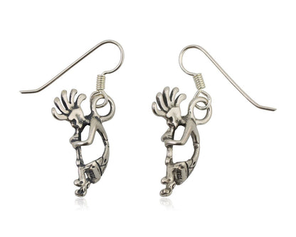 Navajo Kokopelli Dangle Earrings 925 Silver Native American Artist C.80's