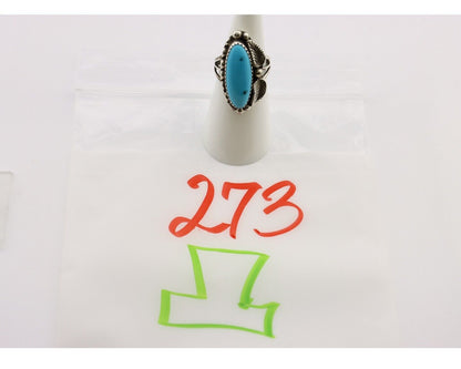 Navajo Ring 925 Silver Sleeping Beauty Turquoise Signed SC C.80's