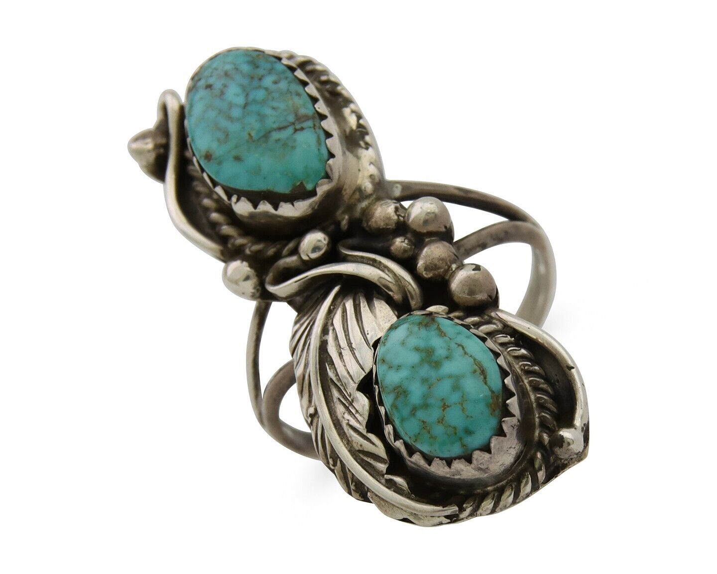 Navajo Ring 925 Silver Natural Blue Turquoise Native American Artist C.80's