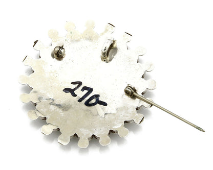 Zuni Signed Artist Victoria Unkestine Inlaid .925 SOLID Silver Tewa Pendant Pin