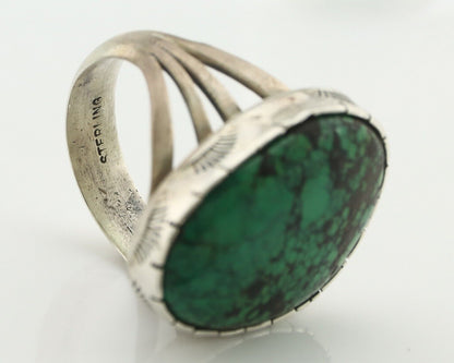 Navajo Ring 925 Silver Natural Spiderweb Turquoise Native American Artist C.80's