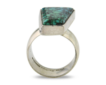 Navajo Ring .925 Sterling Blue Turquoise Artist Signed Doug Zachary C.80's