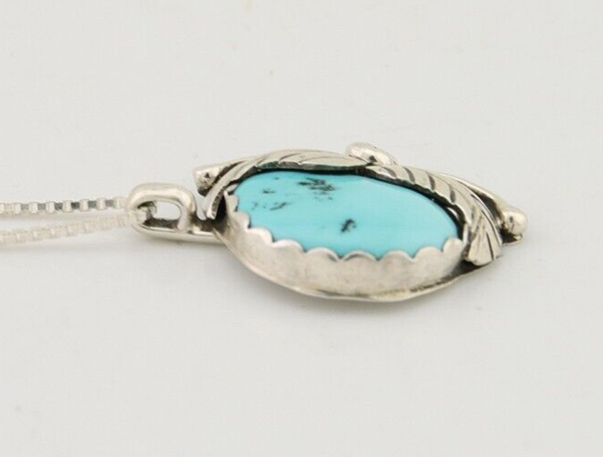 Navajo Necklace 925 Silver Natural Blue Turquoise Artist Signed D Zachary C.80's