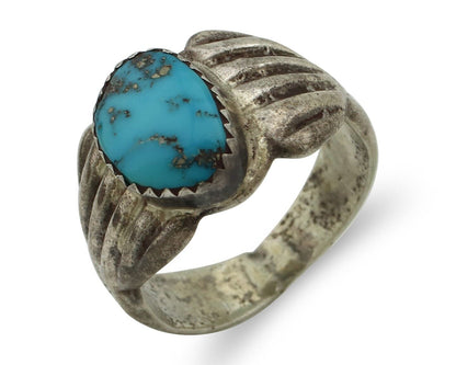 Navajo Ring 925 Silver Sleeping Beauty Nugget Turquoise Native Artist C.80's