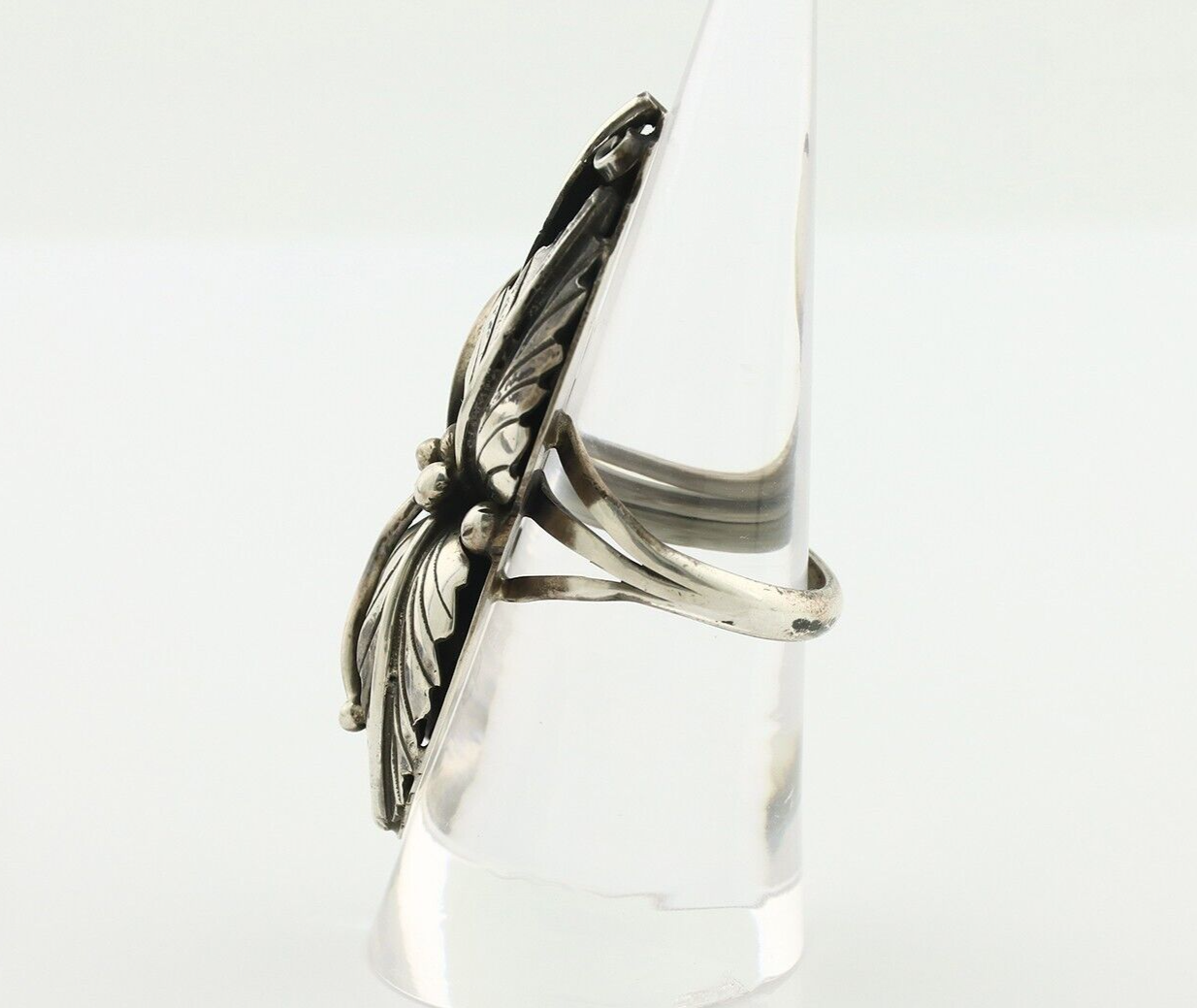 Navajo Ring 925 Silver Sleeping Beauty Turquoise Artist Signed DL C.80's