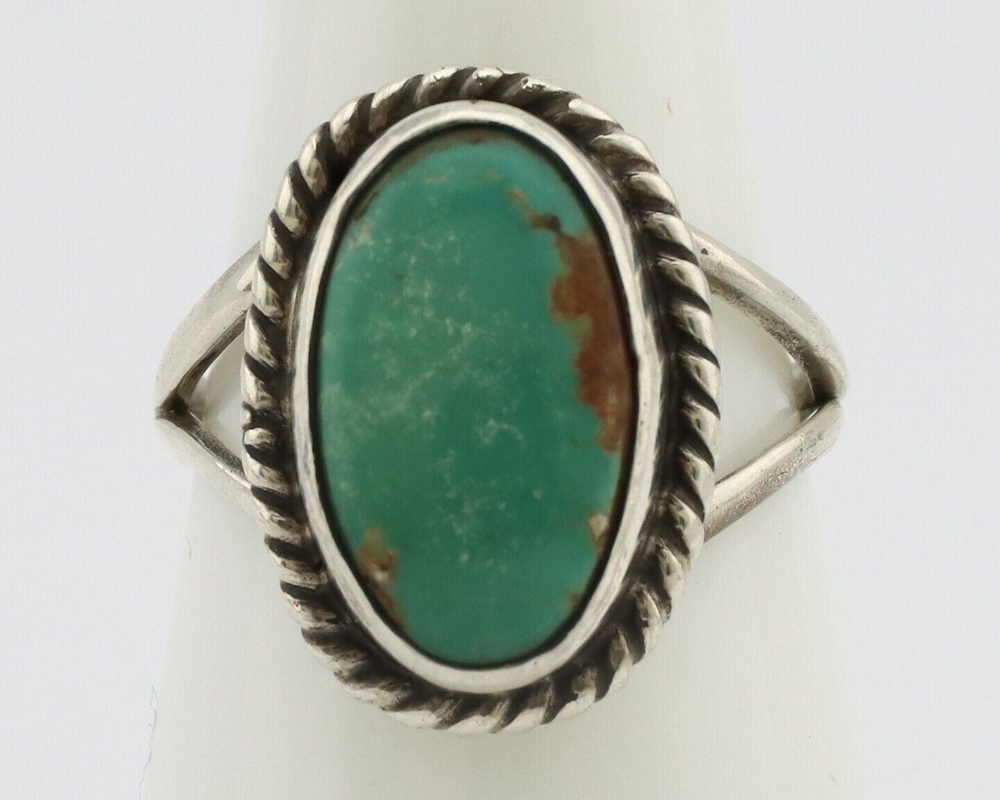 Navajo Ring 925 Silver Kingman Turquoise Native American Artist C.80's