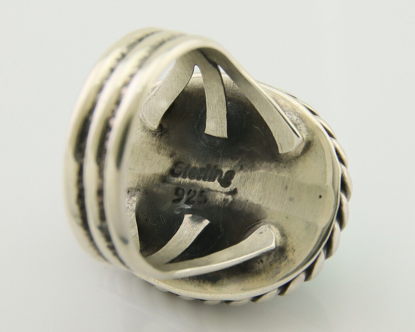 Navajo Handmade Ring 925 Silver Natural Malachite Native American Artist C.80's