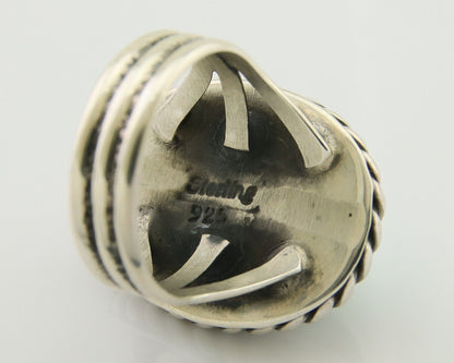 Navajo Handmade Ring 925 Silver Natural Malachite Native American Artist C.80's