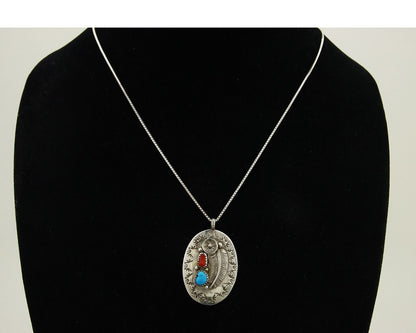 Navajo Necklace 925 Silver Spiderweb Turquoise Native American Artist C.80's