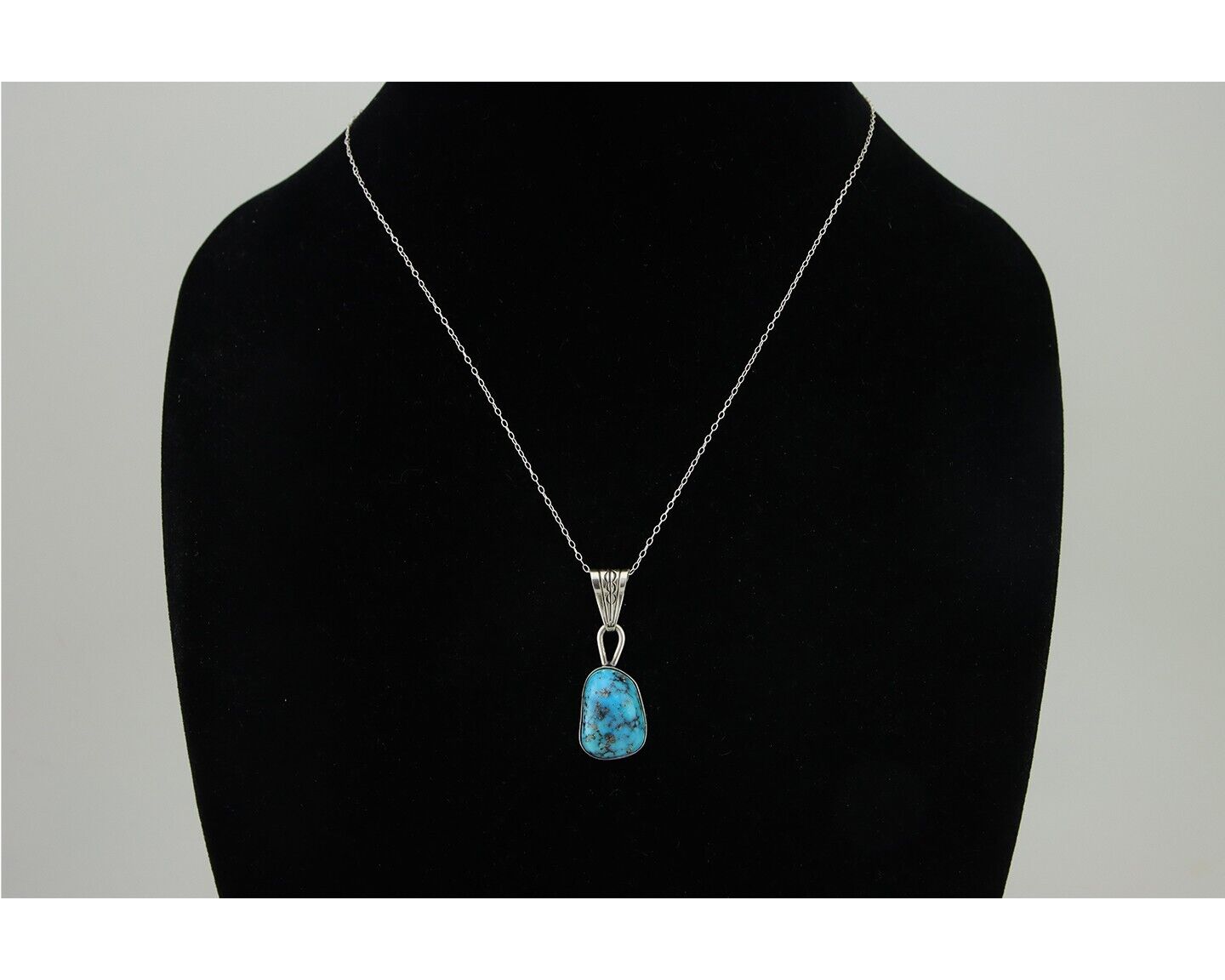 Navajo Necklace 925 Silver Natural Blue Turquoise Artist Tony Guerro C.80's
