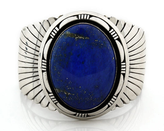 Navajo Cuff Bracelet Sterling Silver Lapis Malachite Vintage Signed D Delgarito