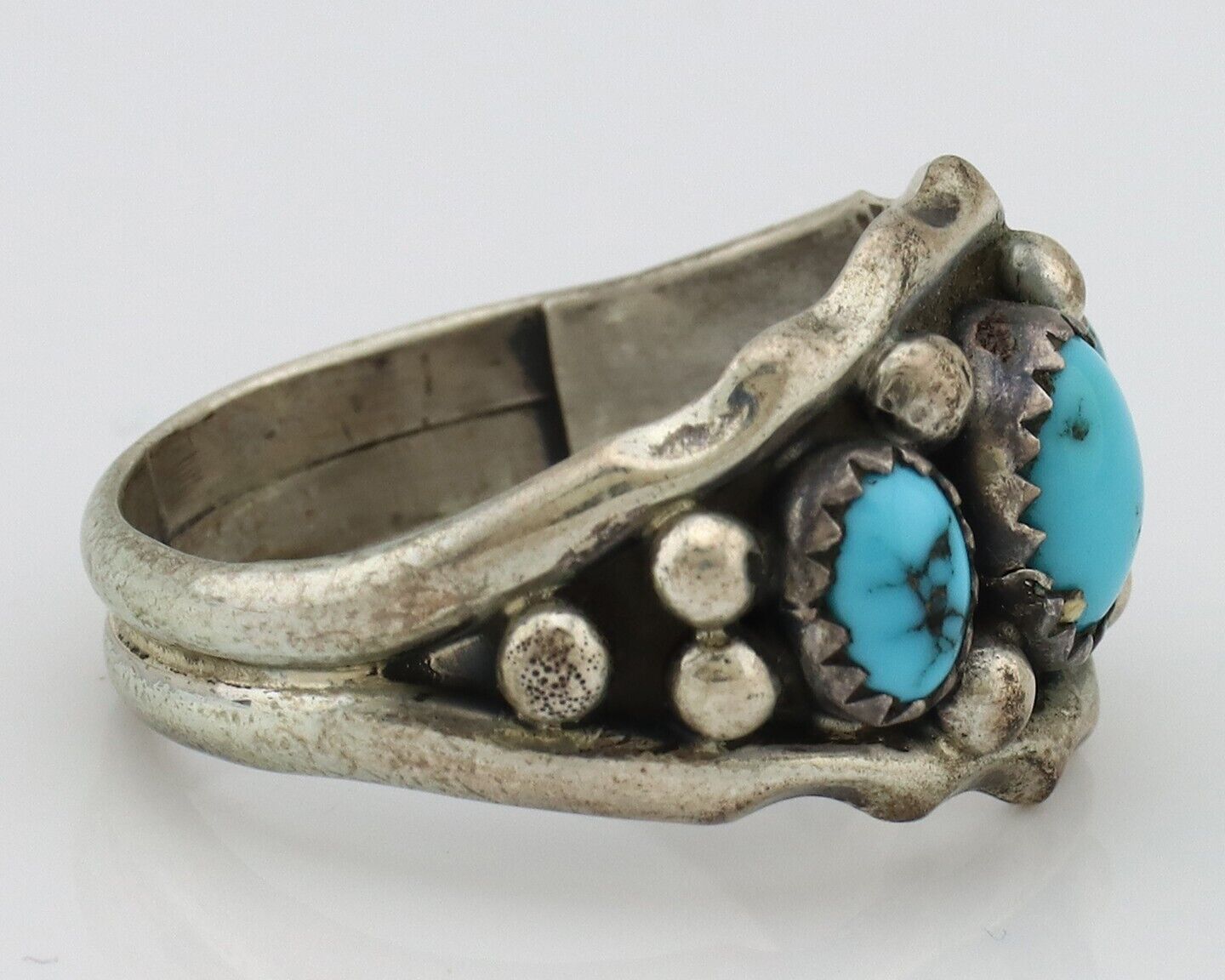 Navajo Ring 925 Silver Blue Turquoise Artist Signed SkyStone Creations C.80's