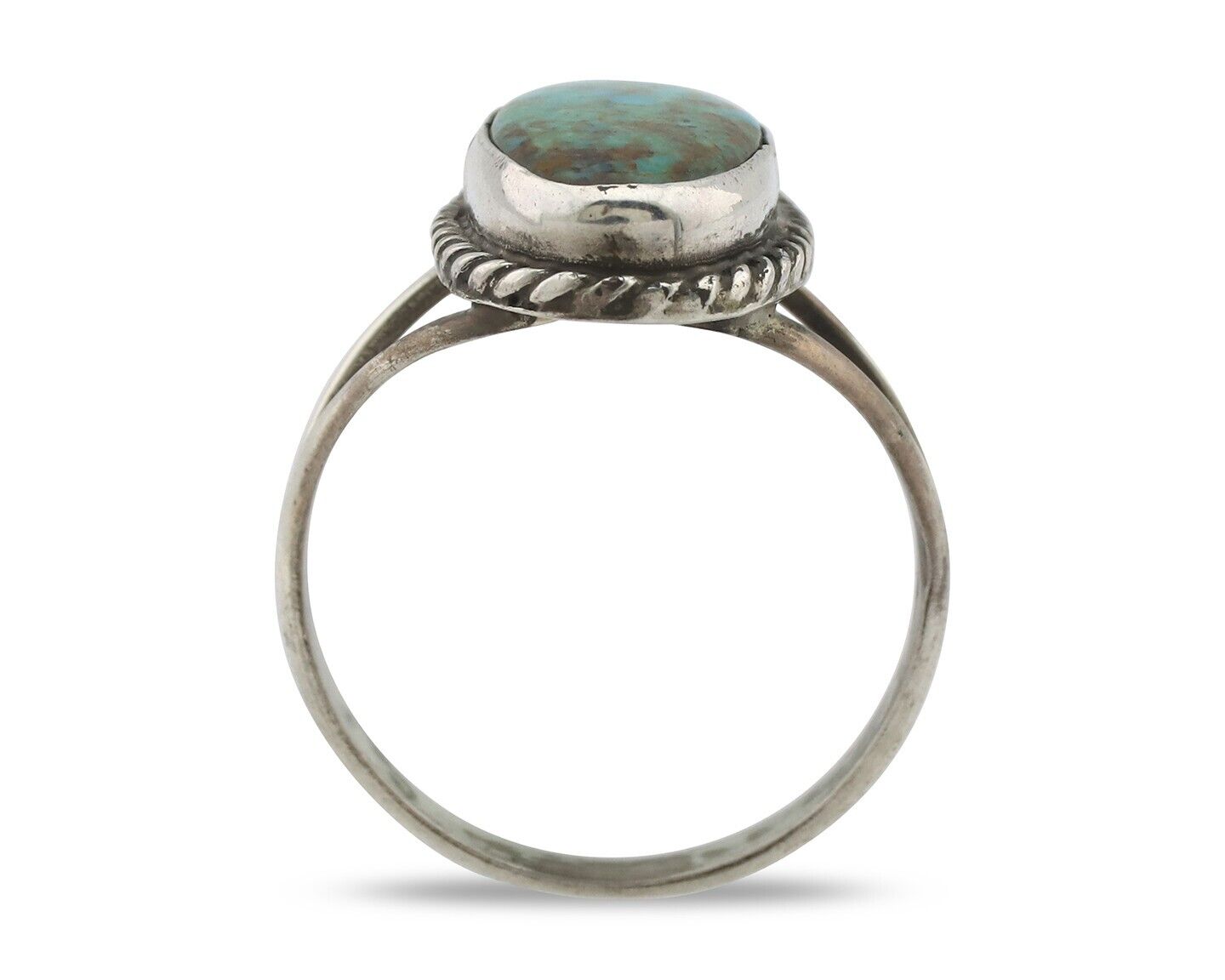 Navajo Ring .925 Silver Natural Kingman Turquoise Native American Signed C.80's
