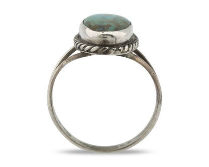 Navajo Ring .925 Silver Natural Kingman Turquoise Native American Signed C.80's