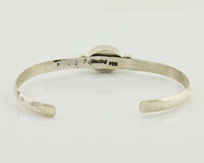 Navajo Cuff Bracelet Spiderweb Turquoise 925 Silver Native American Artist C.80s