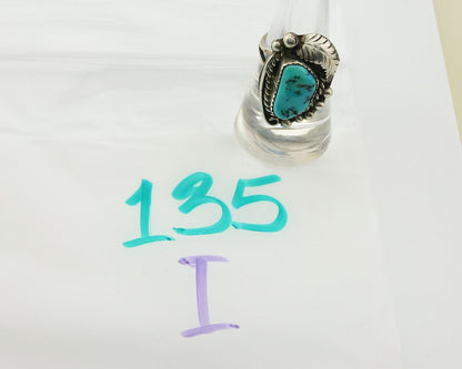 Navajo Ring 925 Sterling Natural Blue Turquoise Native Artist C.80's Size 7.5