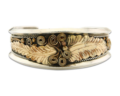 Navajo Bracelet 925 Silver & 12k Yellow Gold Filled Signed Justin Morris C.80's