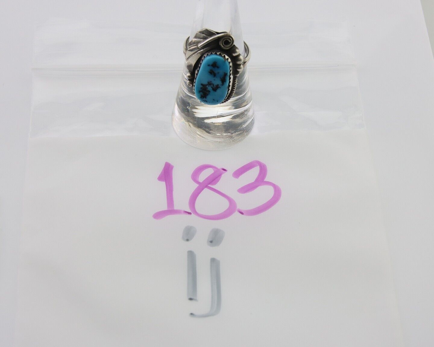 Navajo Ring 925 Silver Sleeping Beauty Turquoise Signed Justin Morris C.80's