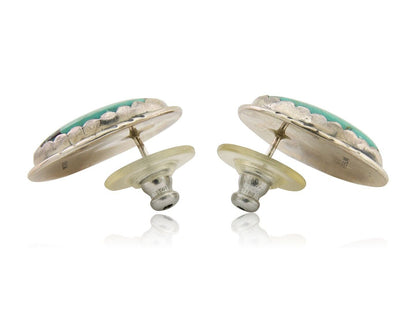 Navajo Earrings 925 Silver Natural Blue Native American Artist C.80's