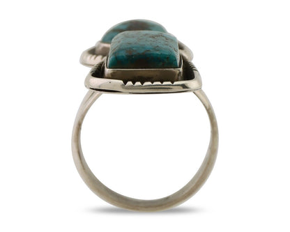 Navajo Handmade Ring 925 Silver Morenci Tuquoise Native American Artist C.80's