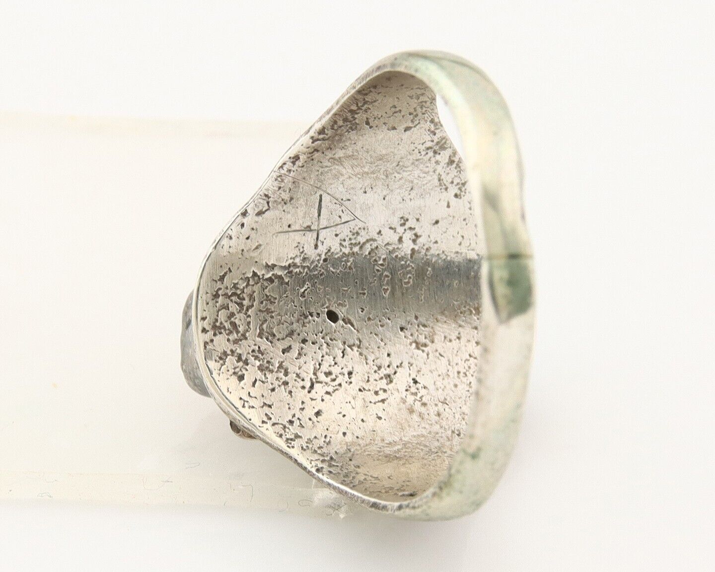 Navajo Ring 925 Sterling Turquoise & Coral Native Artist C.80's Size 10