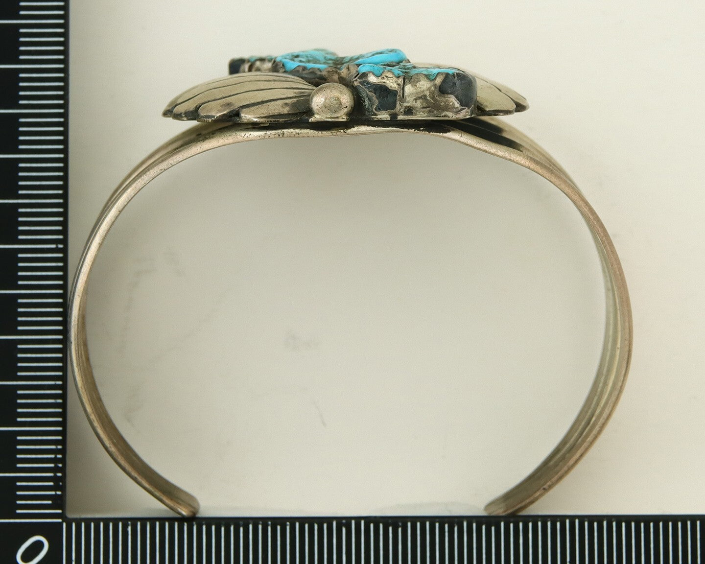 Navajo Bracelet 925 Silver Natural Blue Turquoise Native American Artist C.80s