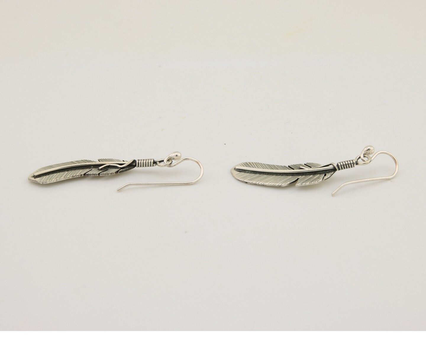 Navajo Eagle Feather Dangle Earrings 925 Silver Native American Artist C.80's